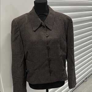 Classic Brown Textured Blazer VINTAGE with shoulder pads size 16